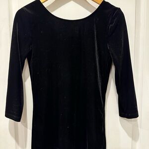 Joe Fresh Black Velour Scoop Neck 3/4 Sleeve Shirt - S - deep back scoop